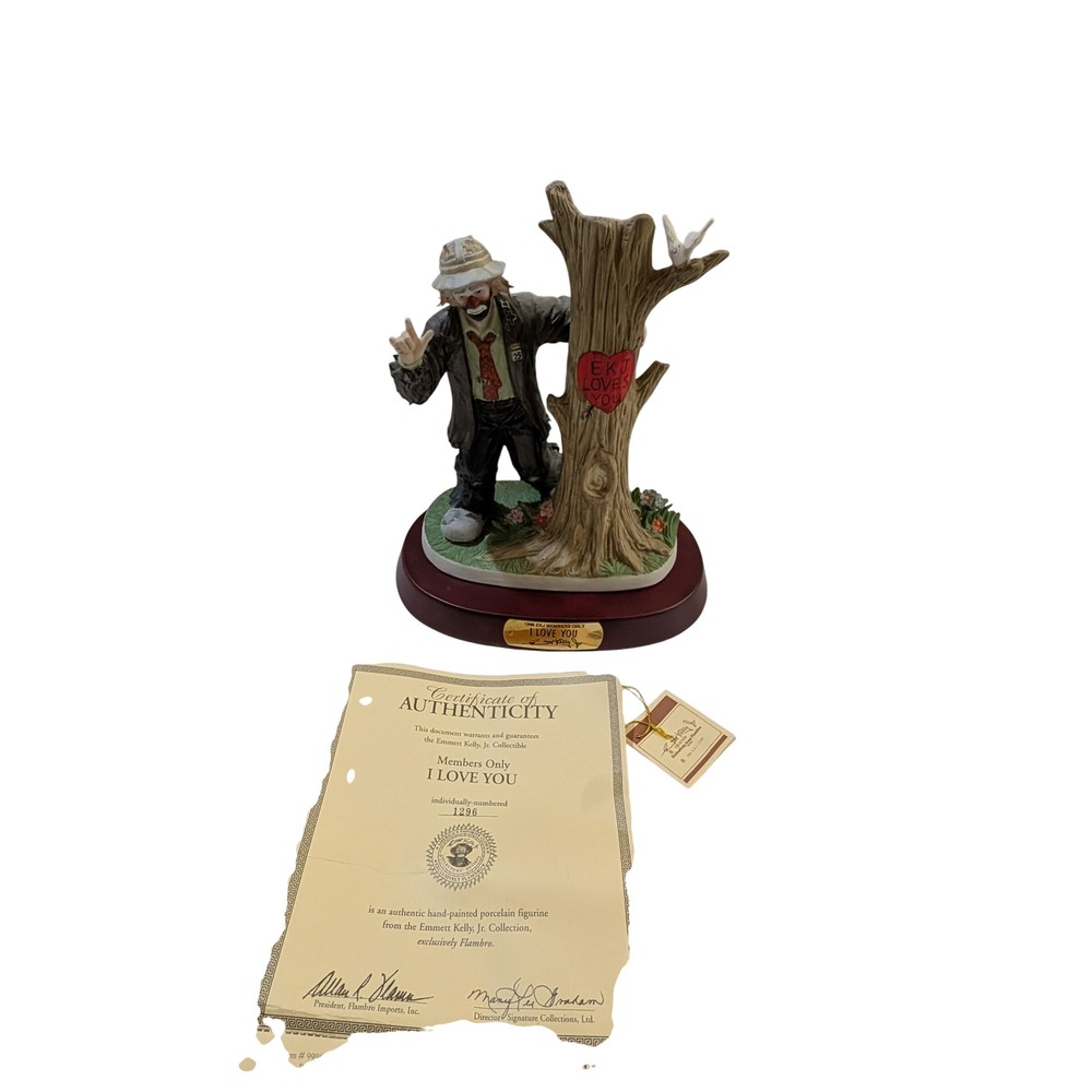Emmett Kelly Jr Flambro I Love You Porcelain Figurine 9996 Limited Edition 1996